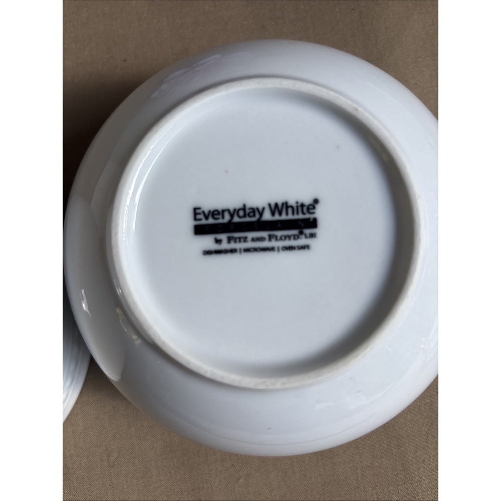 2 FITZ AND FLOYD EVERYDAY WHITE BEADED SOUP CEREAL BOWLS SET OF 2 - 5.5" Wide - Picture 6 of 6